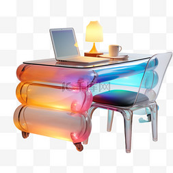 书桌充气感家具3D渐变色时尚透明