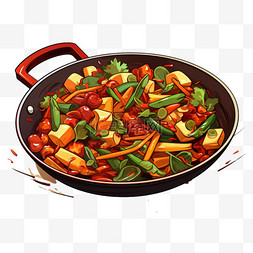 干锅图片_扁平风美食美味味蕾干锅插画食物