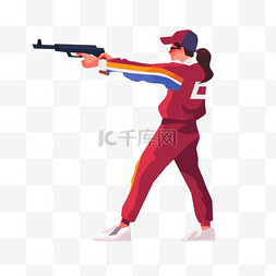 cs真人射击图片_扁平卡通亚运会运动人物红衣女子