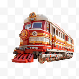 火车玩具像素风格积木像素艺术黄