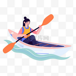 皮划艇项目图片_扁平卡通亚运会运动人物一女子在