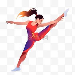 体操图片_扁平卡通亚运会运动人物少女正体
