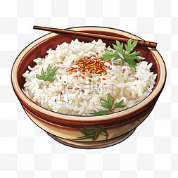 米饭稻米水彩风美食佳肴特色食物