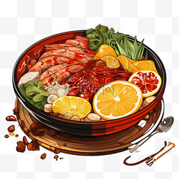 扁平风美味美食食物火锅味蕾插画