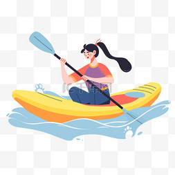 划艇图片_扁平卡通亚运会运动人物一女子正