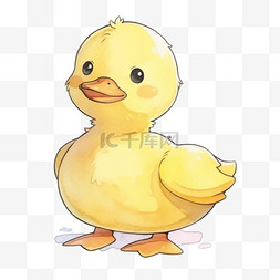 可爱的小鸭子图片_黄色可爱的小鸭子元素卡通手绘