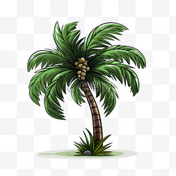 清新绿图片_椰子树扁平植物绿色清新绿植淡雅