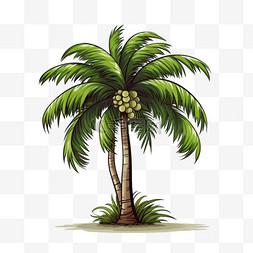 清新绿图片_扁平椰子树植物绿色清新绿植淡雅