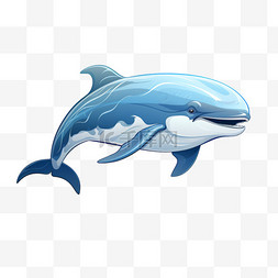扁平动物鲸鱼蓝鲸可爱生动卡通绘