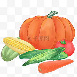 秋季农作物丰收图片_秋季农作物南瓜玉米黄瓜丰收立秋