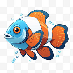 海洋可爱小鱼图片_扁平动物可爱生动小鱼海洋卡通绘