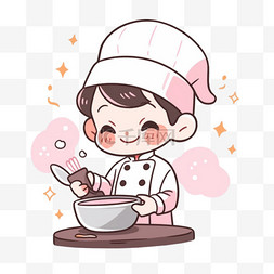 卡通小男孩厨师元素
