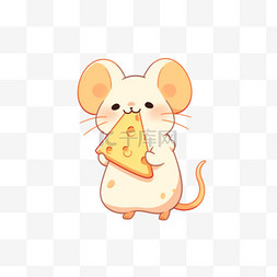 老鼠卡通吃奶酪手绘元素