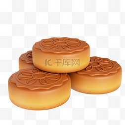 3D中秋节老式月饼食物立体