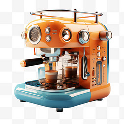 咖啡机冲咖啡图片_咖啡机冲饮机AI元素立体免扣图案