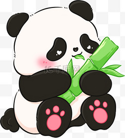 手绘卡通竹子图片_吃竹子的熊猫