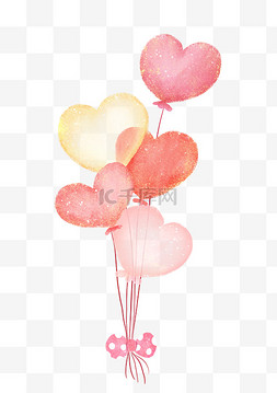 气球画板图片_粉色系浪漫卡通风格爱心气球装饰