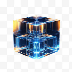 几何几何体图片_透明正方体几何玻璃AI元素立体免