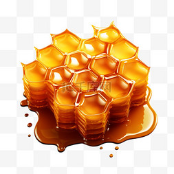 蜂蜜后面图片_蜂蜜蜂巢蜜蜂采摘AI立体素材效果