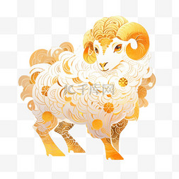 羊十二生肖金箔元素手绘