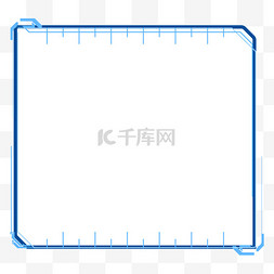 蓝色科技简约边框标题框文本框