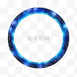 蓝色光环光纤科技免扣元素装饰立