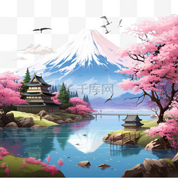 立体富士山图片_日本富士山风景免扣元素装饰立体