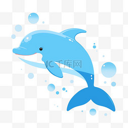 蓝色卡通纯色背景图片_可爱的海豚卡通元素