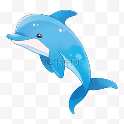 可爱的蓝色海豚图片_手绘元素可爱的海豚卡通