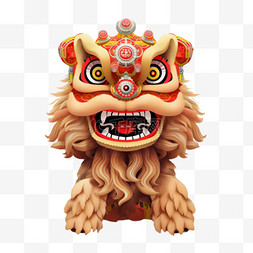 舞狮中国传统表演AI元素立体免扣