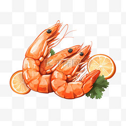 美食透明logo图片_虾美食食物食材卡通手绘