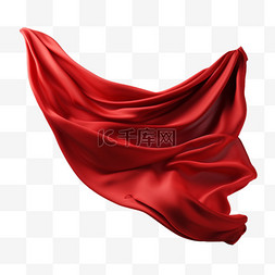 红色绸布丝绸动态褶皱AI元素立体