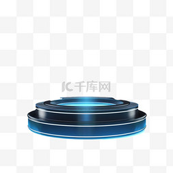 蓝展台图片_双层科技展台蓝色光效AI元素立体