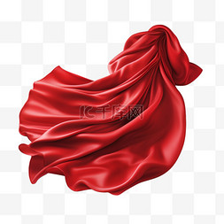 红绸装饰图片_红绸布料光泽喜庆简约AI免扣立体