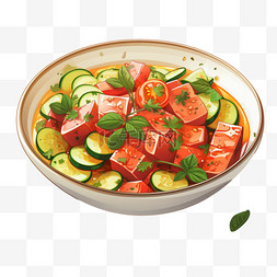 蔬菜沙拉卡通扁平风格美食美味充