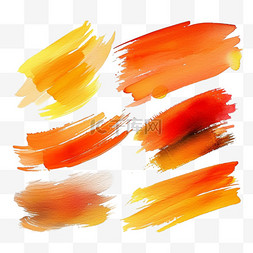 热烈橙黄笔刷笔触水墨水彩纹理质