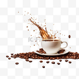 速溶咖啡广告，带有咖啡流动元素