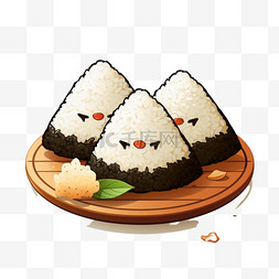 卡通扁平美食图片_卡通扁平饭团寿司风格美食美味诱