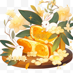 中秋节手绘兔子月饼桂花2