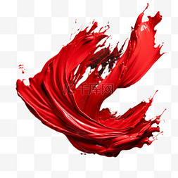 笔刷油漆红色笔触水墨水彩纹理质