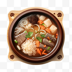 砂锅炖豆腐图片_3D砂锅米线美食食物诱人立体清新