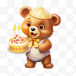 卡通小熊生日蛋糕免扣元素