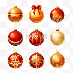 圣诞圣诞球图片_圣诞节饰品金红色圣诞球可爱立体