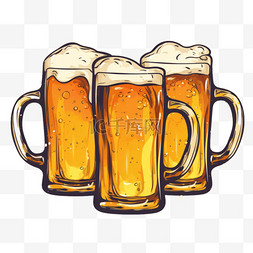 精酿啤酒啤酒图片_复古风格描边啤酒杯扎啤3