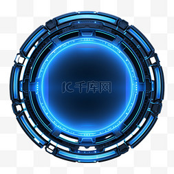 科技边框蓝色圆环科幻AI元素立体