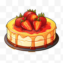 卡通扁平风格美食美味蛋糕草莓诱