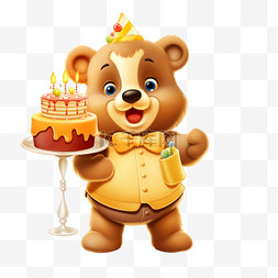 卡通小熊庆祝生日免扣元素