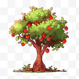 苹果树手绘卡通元素