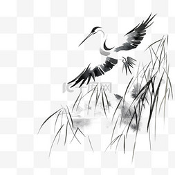 白鹭水墨图片_白露节气水墨风飞翔的白鹭元素
