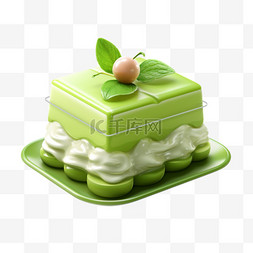 诱人蛋糕图片_3D抹茶蛋糕美食食物诱人立体清新